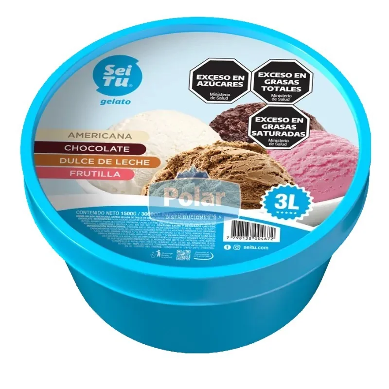 Balde Helado Americana, Dul de Leche, Chocolate, Frutilla x 3 lt
