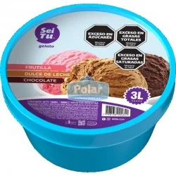 Balde Helado Chocolate, Dulce de Leche, Frutilla x 3 lt