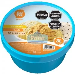 Balde Helado Banana, Flan, Granizado x 3 lt